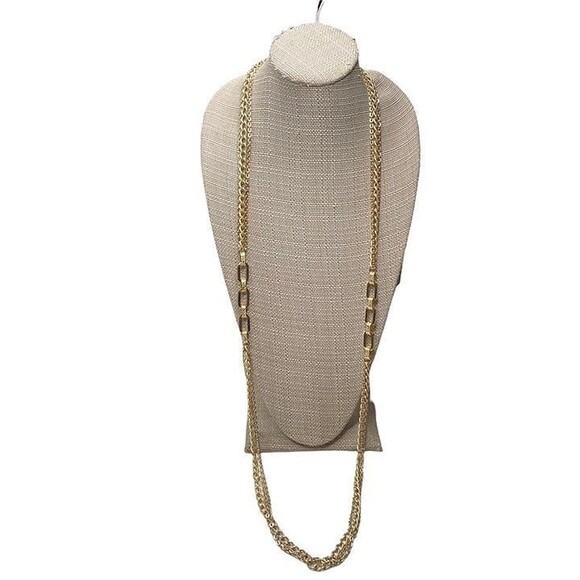 Gold Tone Chain Multi textures Necklace - Picture 1 of 6
